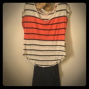 Garage blouse - orange, navy, white, used